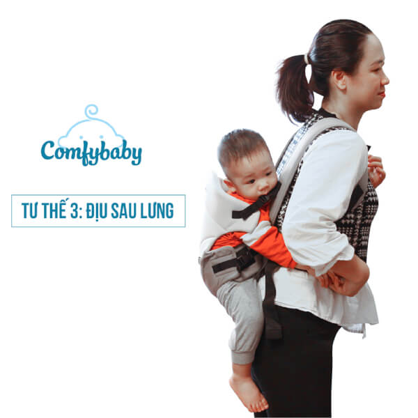 Địu em bé 3 tư thế thoáng khí siêu gọn nhẹ ComfyBaby (màu ghi CF-BK010-GREY)