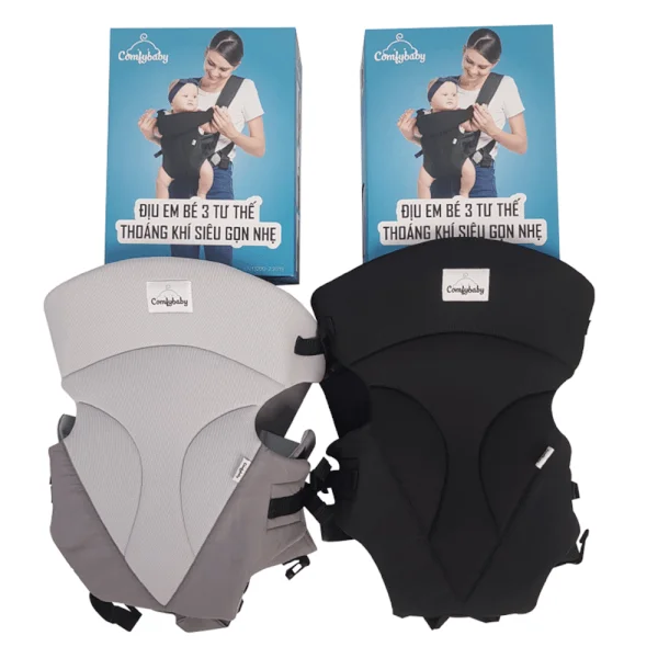 Địu em bé 3 tư thế thoáng khí siêu gọn nhẹ ComfyBaby (màu ghi CF-BK010-GREY)
