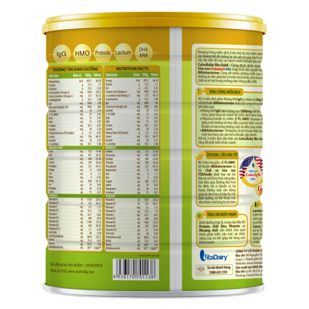 Sữa Colosbaby Bio Gold 0+ 800g  (0 - 12 tháng)