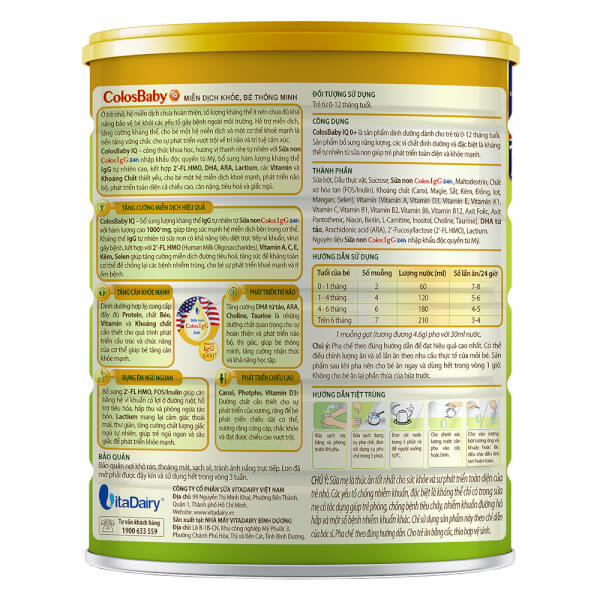 Sữa Colosbaby IQ Gold 0+ 800g (0 - 12 tháng)