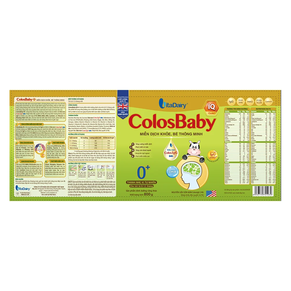 Sữa Colosbaby IQ Gold 0+ 800g (0 - 12 tháng)