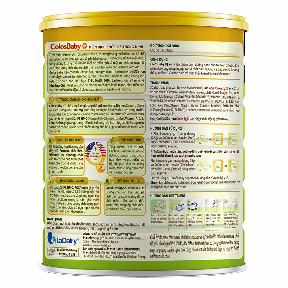 Sữa Colosbaby IQ Gold 2+ 800g (từ 2 tuổi)