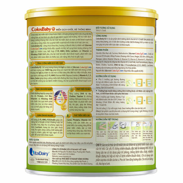 Sữa Colosbaby IQ Gold 1+ 800g (1 - 2 tuổi)