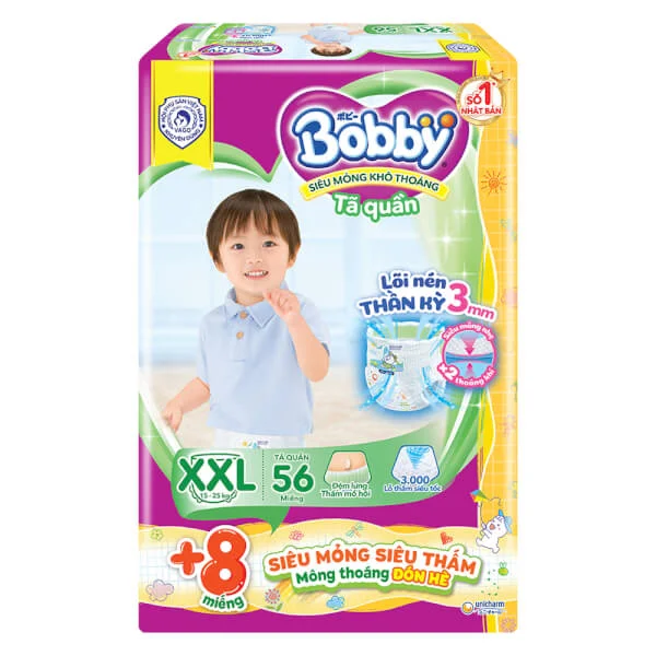 Tã quần Bobby size XXL, 56 miếng + 8 miếng