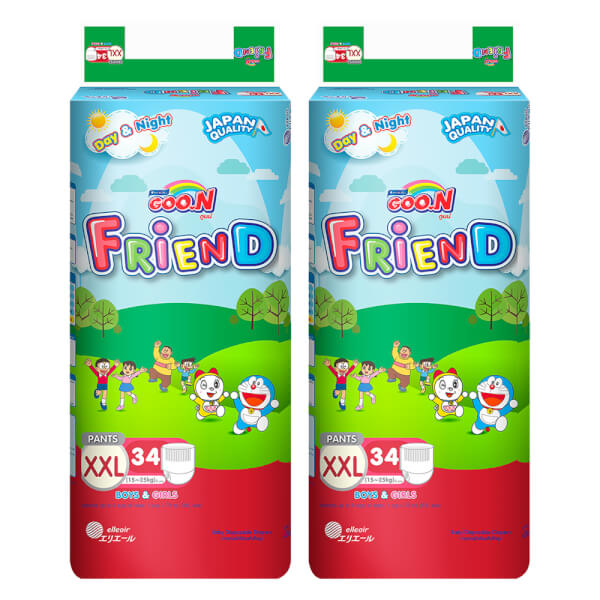 Combo 2 Tã quần Goo.n Renew Friend Jumbo (XXL, 15 - 25 Kg, 34 miếng)