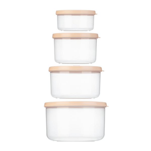 Combo 2 Bộ 4 hộp thực phẩm tròn Hokkaido 500, 1000, 1500, 2500ml