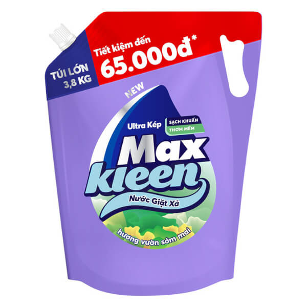 Combo 2 Nước giặt xả MaxKleen hương sớm mai túi 3.8kg