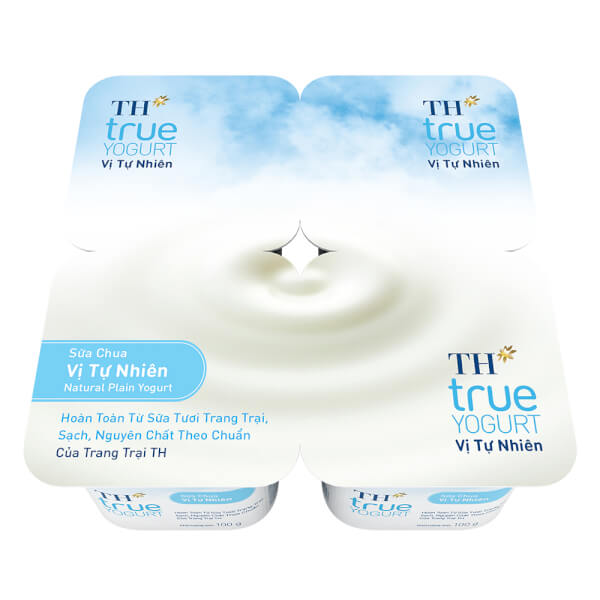 Combo 2 Vỉ Sữa chua Vị Tự Nhiên TH true Yogurt 100g (vỉ 4 hộp)