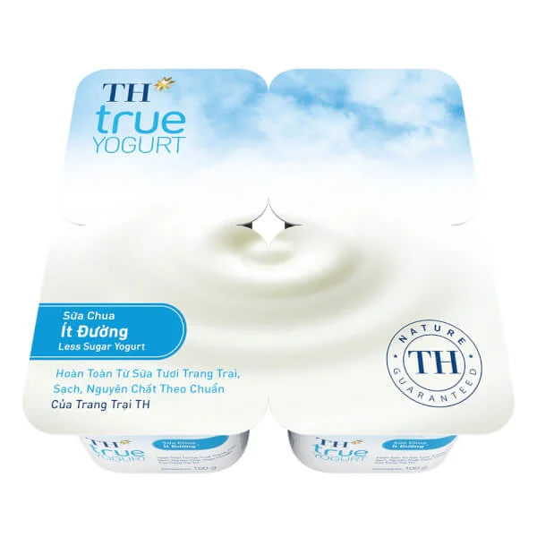 Combo 2 Vỉ Sữa chua TH true Yogurt ít đường 100g (vỉ 4 hộp)