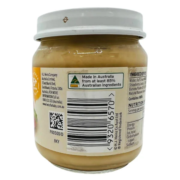 Custard với dâu và chuối cho trẻ từ 6 tháng tuổi trở lên - Heinz Custard with Strawberry, Banana
