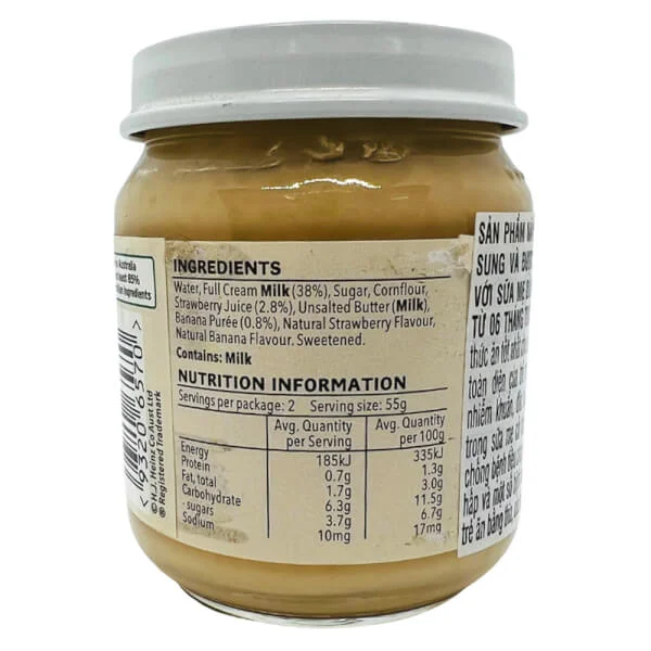 Custard với dâu và chuối cho trẻ từ 6 tháng tuổi trở lên - Heinz Custard with Strawberry, Banana
