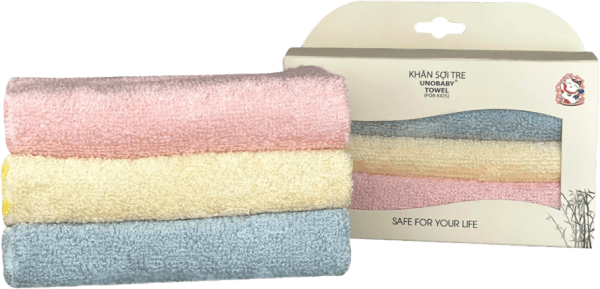 Combo 2 Set 3 khăn sợi tre Unobaby 25x25cm (xanh, hồng, vàng)