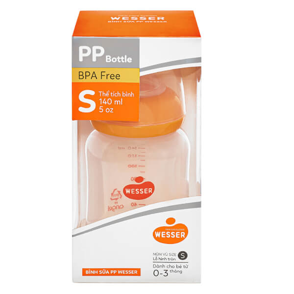 Bình sữa Wesser nhựa PP BPA Free cổ hẹp 140ml