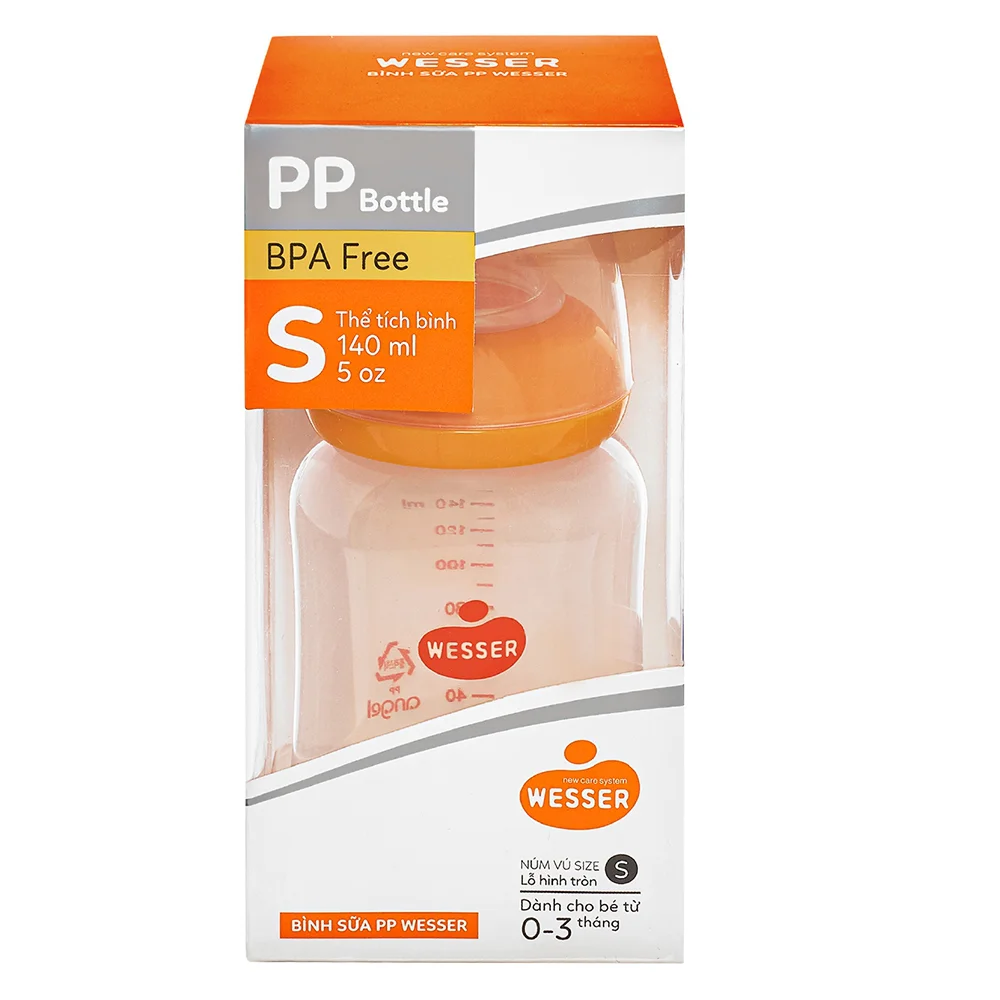 Bình sữa Wesser nhựa PP BPA Free cổ hẹp 140ml