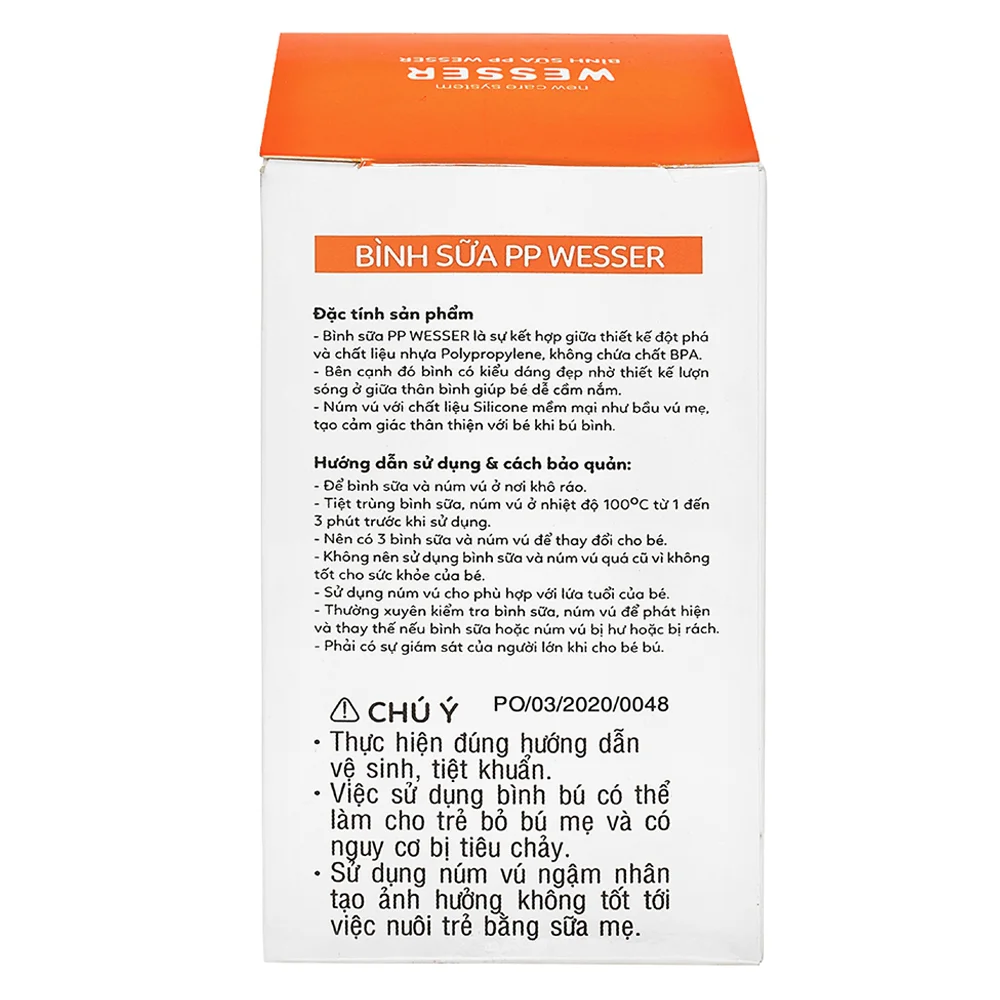 Bình sữa Wesser nhựa PP BPA Free cổ hẹp 60ml