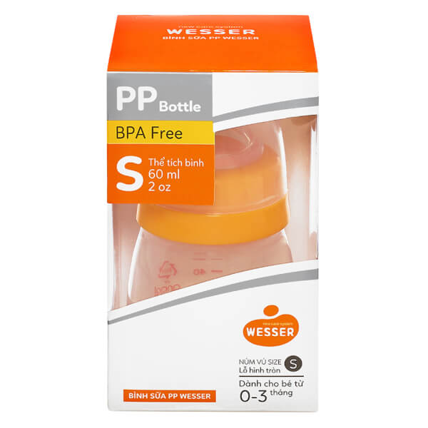 Bình sữa Wesser nhựa PP BPA Free cổ hẹp 60ml