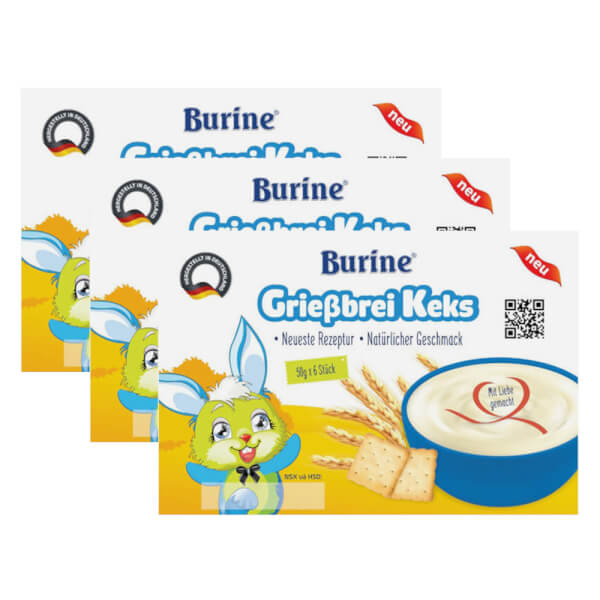 Combo 3 cháo sữa Burine Grieβbrei Keks dành cho trẻ từ 6 tháng tuổi 300g