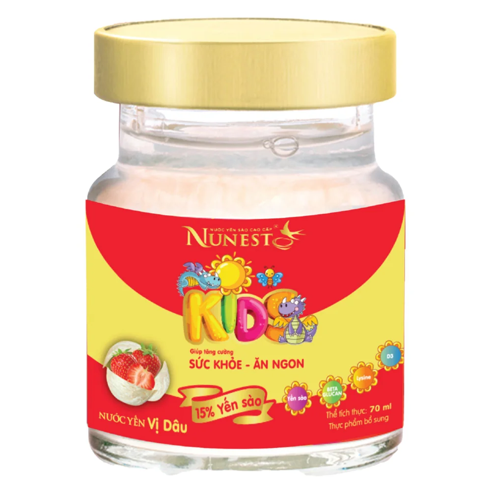 Nước yến sào cao cấp Nunest Kids vị dâu 70ml (Lốc 3+1)