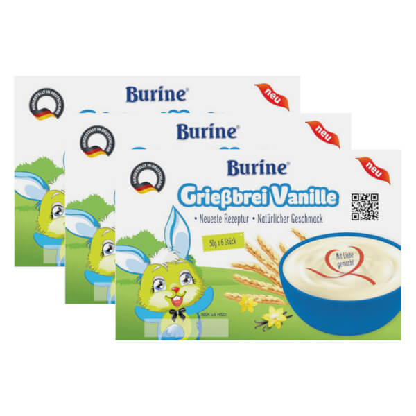 Combo 3 Cháo sữa Burine Grieβbrei vị Vanille dành cho trẻ từ 6 tháng tuổi 300g