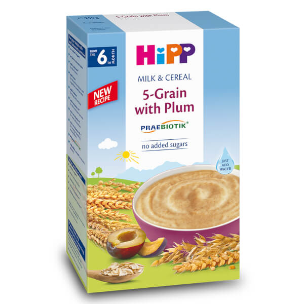Sản phẩm dinh dưỡng Hipp (Bột sữa ngũ cốc dinh dưỡng tổng hợp, mận tây) dành cho trẻ từ 6 tháng tuổi