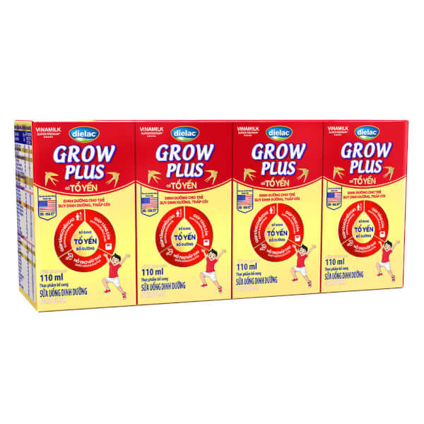 Sữa uống dinh dưỡng - Dielac Grow Plus có Tổ Yến 110ml (Lốc 4 hộp)