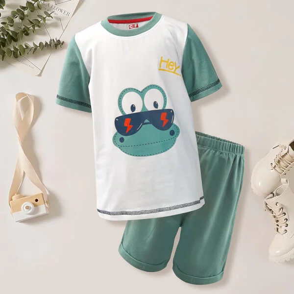 Bộ áo quần thun mặc nhà bé trai ngắn CF B1120001 (1-6Y,Trắng)