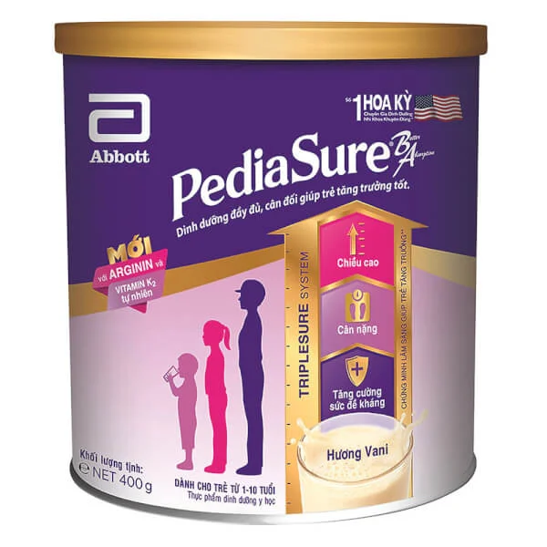 Thực phẩm dinh dưỡng y học cho trẻ 1 - 10 tuổi: Pediasure vani 400g (Giao màu ngẫu nhiên)