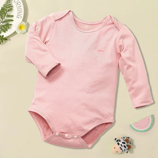 Bodysuit tam giác dệt jacquard Animo I1121050 (0-12M,Hồng)