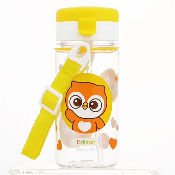 Bình tập uống ống hút Edison tritan có dây đeo  (350ml, vàng)