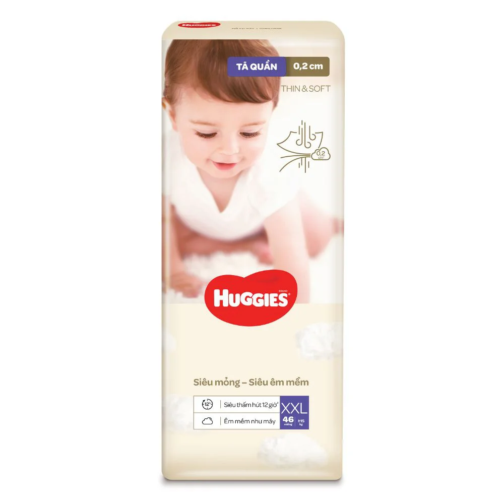 Tã quần Huggies Thin & Soft  (XXL, >15kg, 46 miếng)