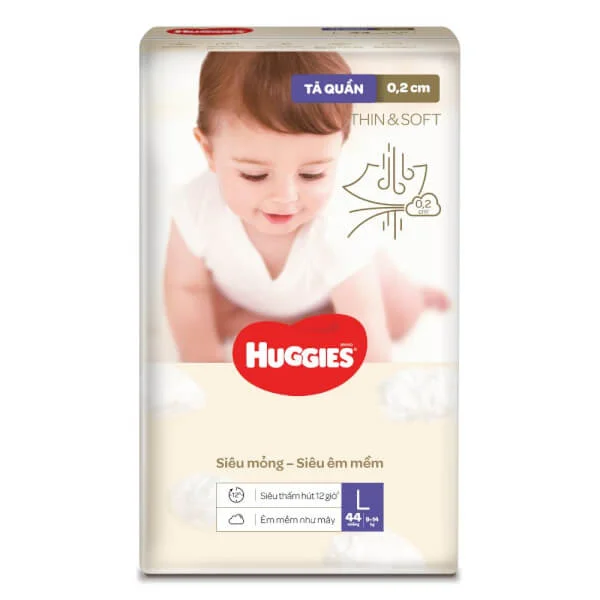 Tã quần Huggies Thin & Soft  (L, 9-14kg, 44 miếng)