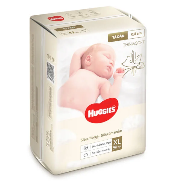 Tã dán Huggies Thin & Soft  (XL, 12-17kg, 42 miếng)
