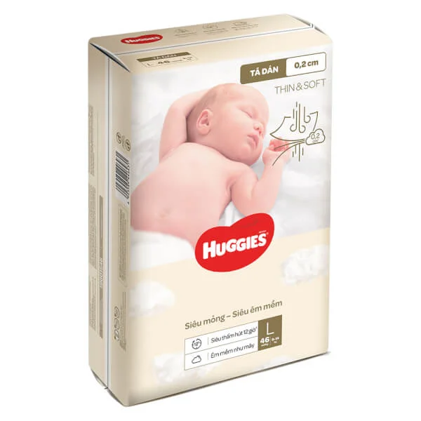 Tã dán Huggies Thin & Soft  (L, 9-14kg, 46 miếng)