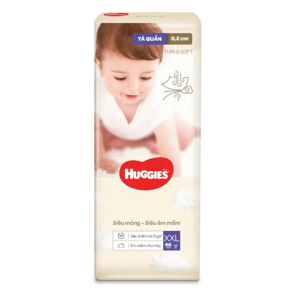 Combo 2 Tã quần Huggies Thin & Soft  (XXL, >15kg, 46 miếng)