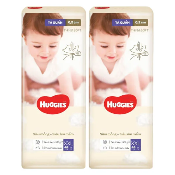 Combo 2 Tã quần Huggies Thin & Soft  (XXL, >15kg, 46 miếng)