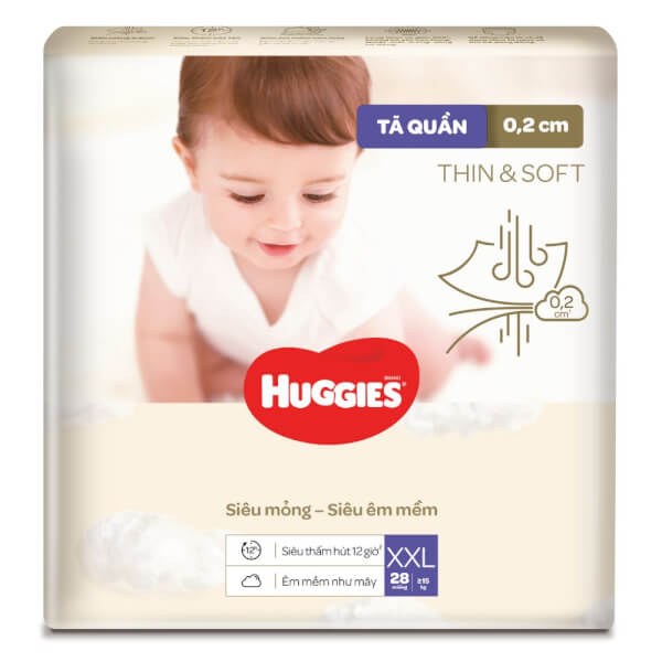 Combo 2 Tã quần Huggies Thin & Soft  (XXL, >15kg, 28 miếng)