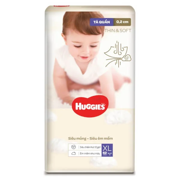 Combo 2 Tã quần Huggies Thin & Soft  (XL, 12-17kg, 62 miếng)