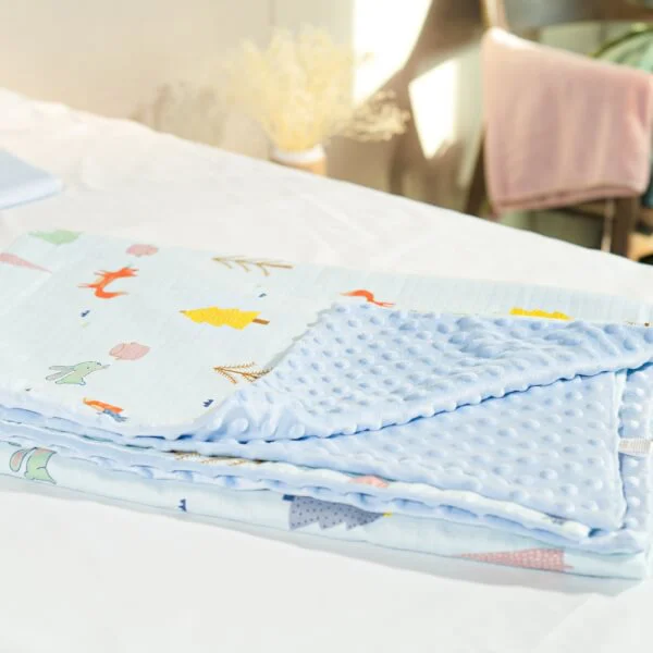 Chăn xô 2 lớp cho bé Animo B2204_MN003 (75*100cm, Xanh)