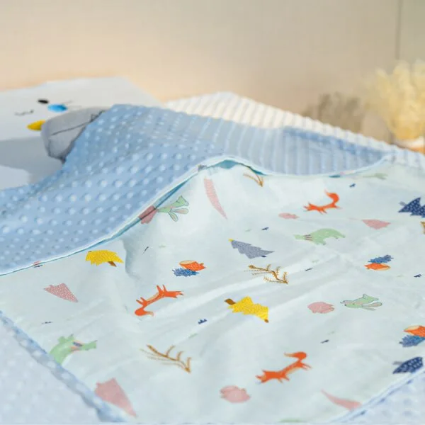 Chăn xô 2 lớp cho bé Animo B2204_MN003 (75*100cm, Xanh)