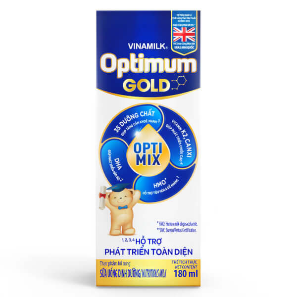 Combo 4 Sữa uống dinh dưỡng Optimum Gold 180ml (Lốc 4 hộp)