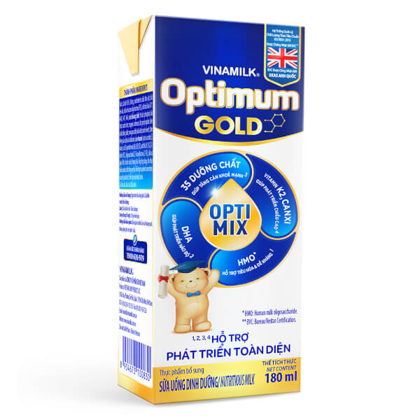 Sữa uống dinh dưỡng Optimum Gold 180ml (Lốc 4 hộp)