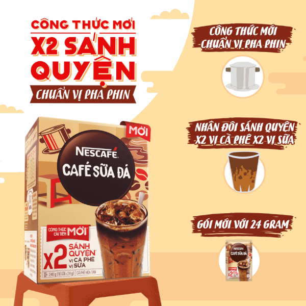 NESCAFE Cà Phê Sữa Đá Hộp 10x24g