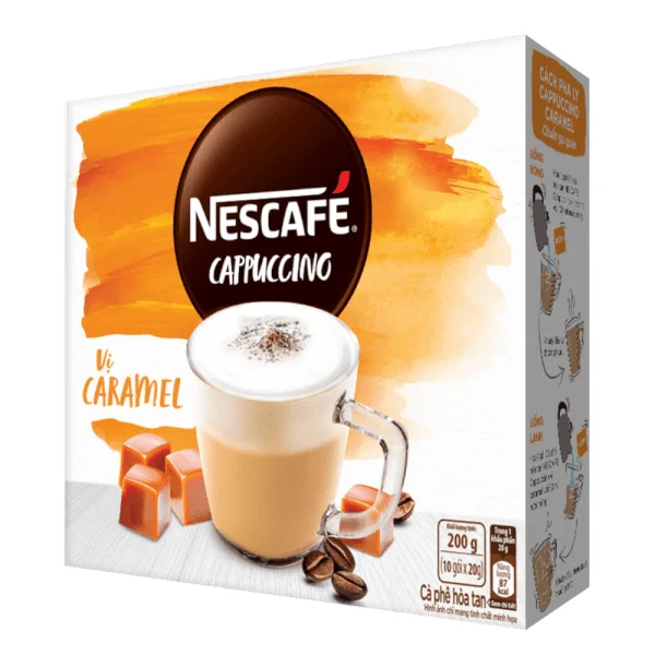 NESCAFE Cappuccino vị Caramel hộp 10x20g