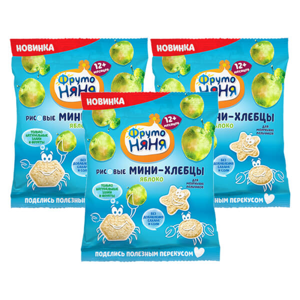 Combo 3 Bánh gạo ăn dặm vị táo Fruto Nyanya (30g)