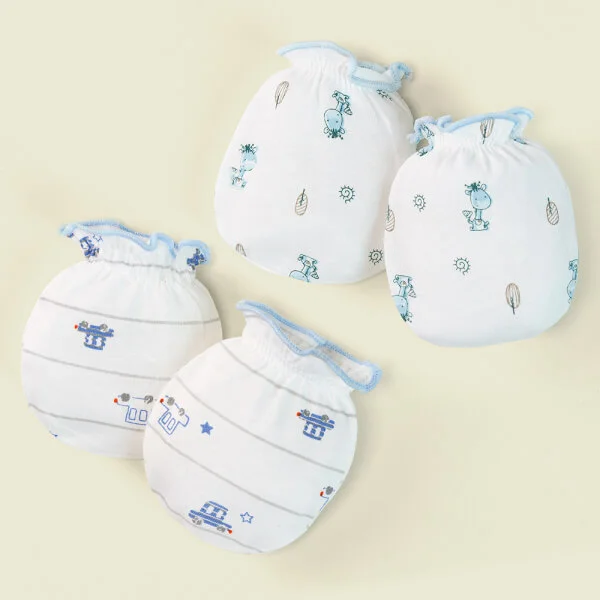 Bao tay sơ sinh thun 2 đôi Animo I0122022 (NB,Xanh)