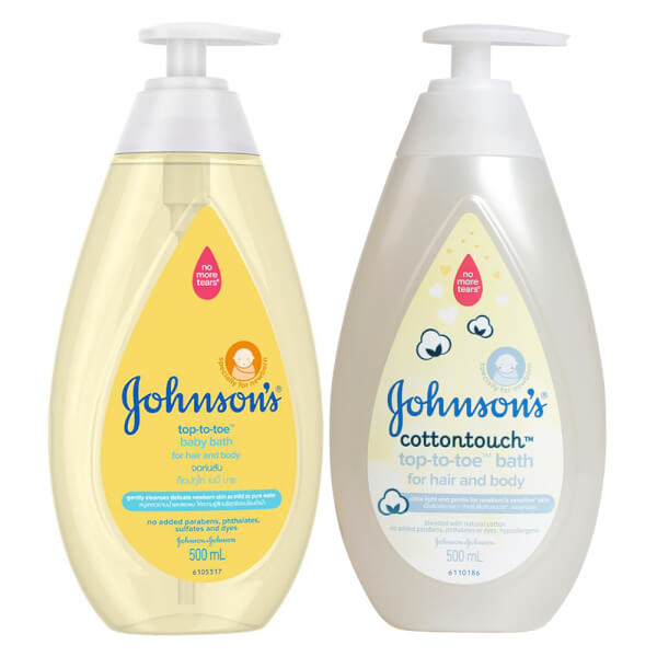 Combo 1 Tắm gội dịu nhẹ như bông Johnson's baby cotton touch 500ml và 1 Sữa tắm gội toàn thân Johnson Baby 500ml bao bì mới