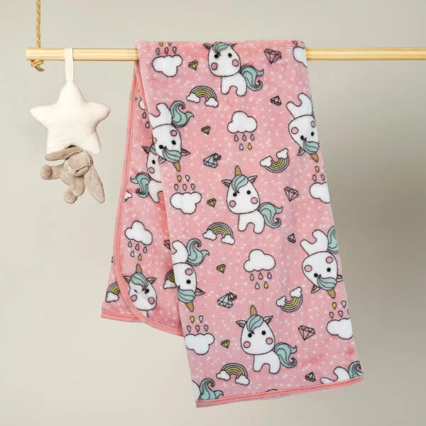 Chăn bông 2 lớp cho bé kì lân Animo B2203_NK017 (75x100cm,Hồng)