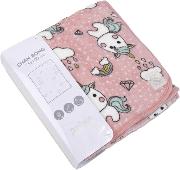 Chăn bông 2 lớp cho bé kì lân Animo B2203_NK017 (75x100cm,Hồng)