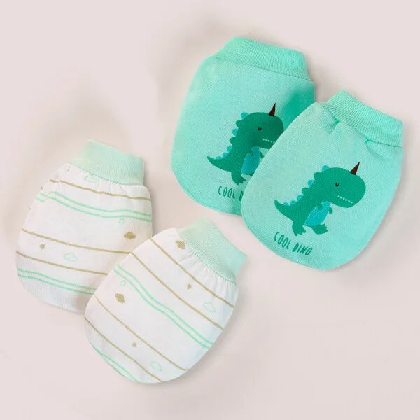 Bao tay sơ sinh bo 2 đôi Animo I0122023 (NB,Xanh ngọc, Giao hoạ tiết ngẫu nhiên)