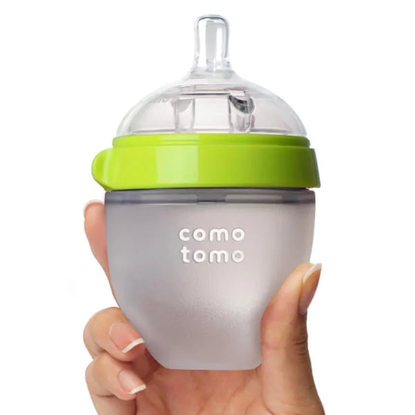 Bộ hai bình sữa silicone Comotomo 150ml - Xanh